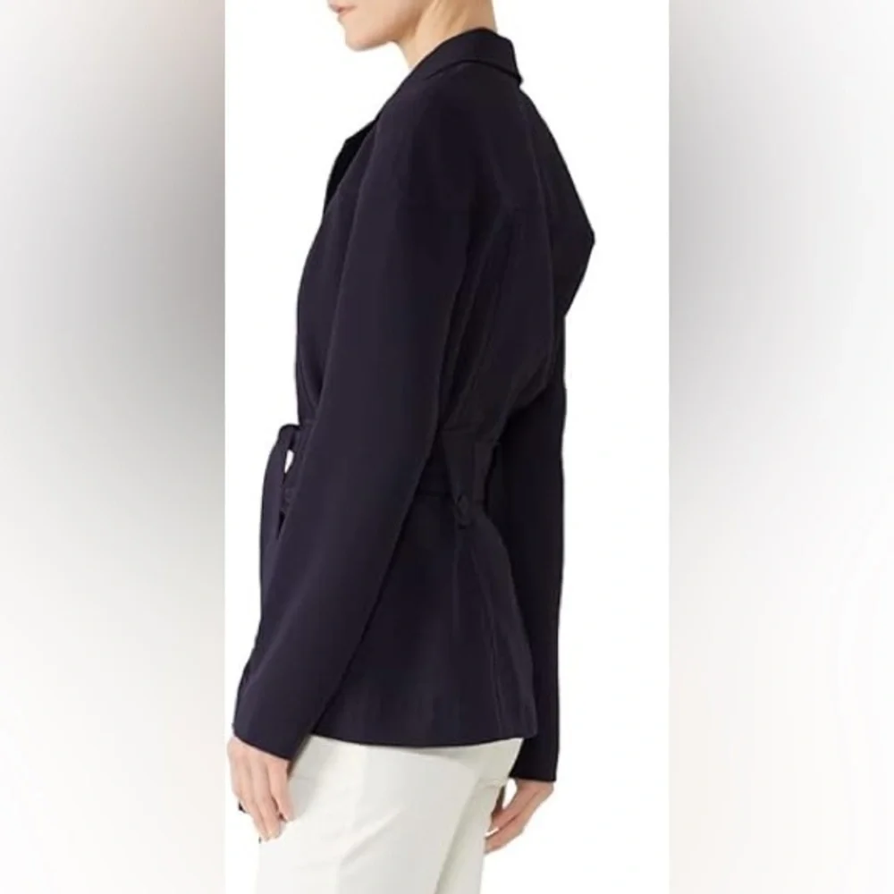 Derek Lam Collective Belted Cardigan Navy Blue Crepe Jacket Size IT 42/US 6